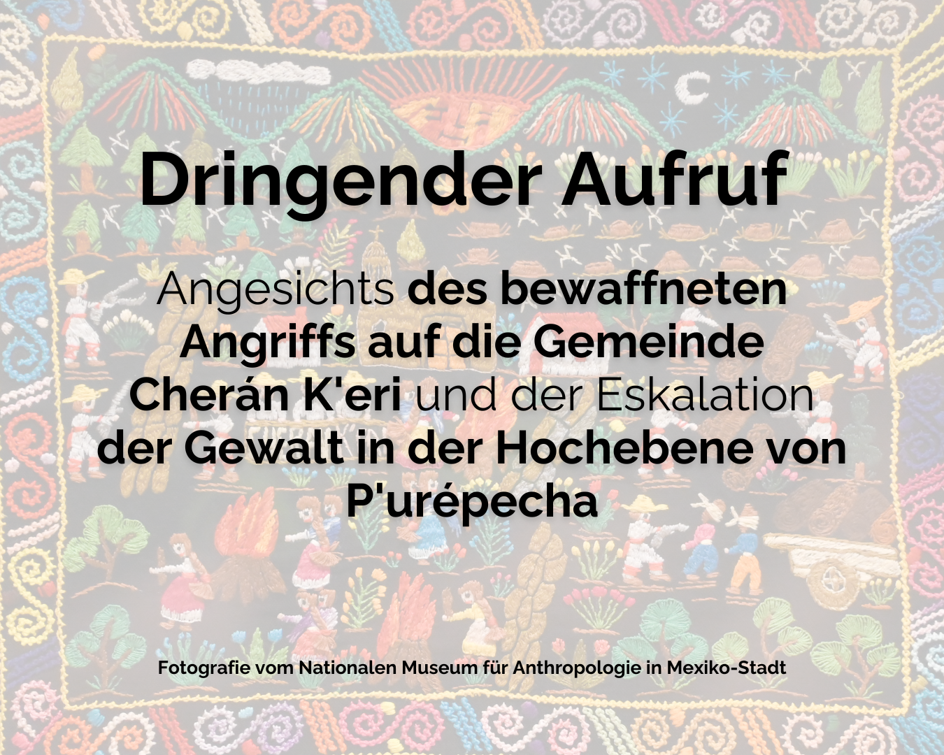 Dringender Appell angesichts des bewaffneten Angriffs auf die Gemeinde Cherán K’eri und der Eskalation der Gewalt in der Hochebene von P’urépecha​
